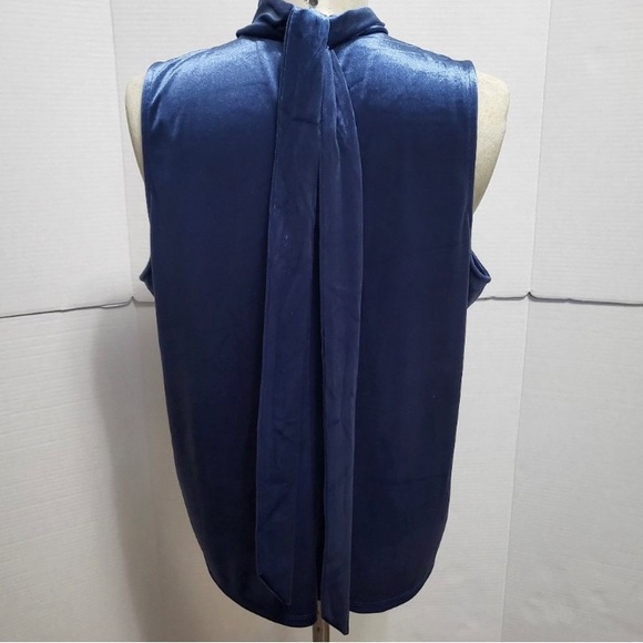 Banana Republic Azure Velvet Sleeveless Mock Neck With Tie Back Sz M NWOT🔷 - Picture 10 of 13